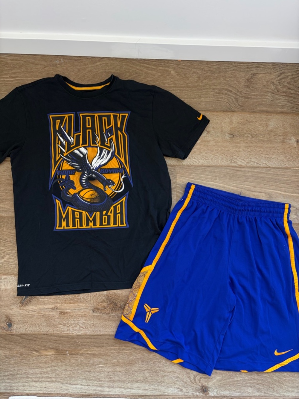Nike Black Mamba Graphic Tee & Kobe Shorts Set - Black & Royal Blue/Gold